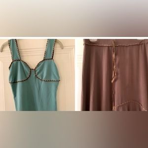 Max Studio 2 Piece Cami & Skirt Set Mocha/Sea Glass XS